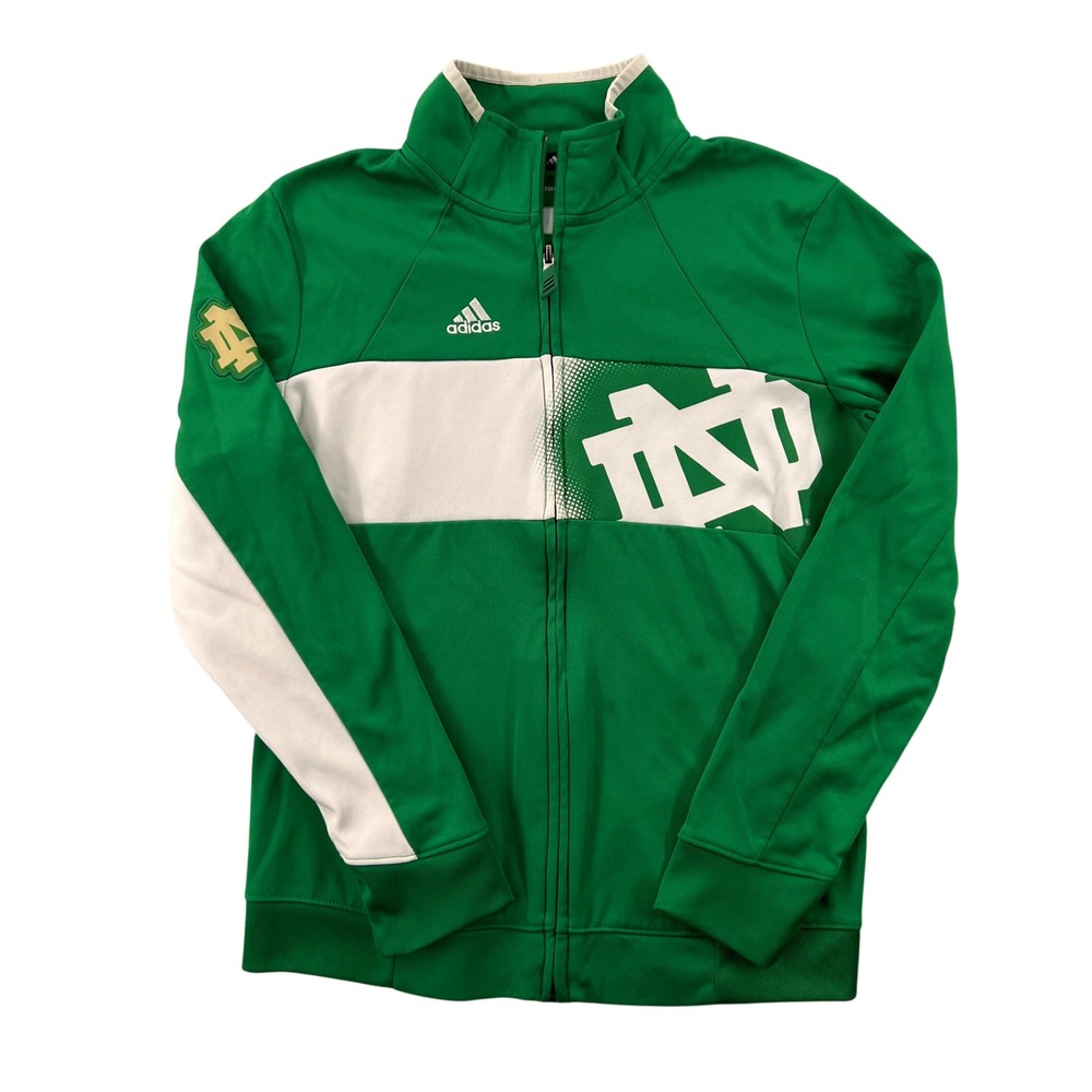 Adidas Notre Dame Fighting Irish Track Jacket Mens Small Green Climawarm Sporty